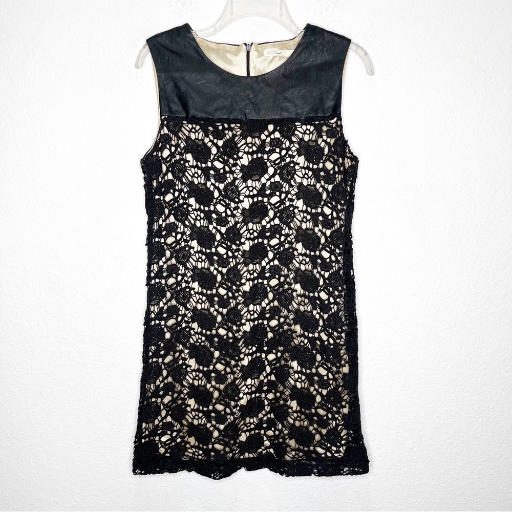 Hazel Faux Leather Lace Shift Dress Witch Witchy Corporate Goth